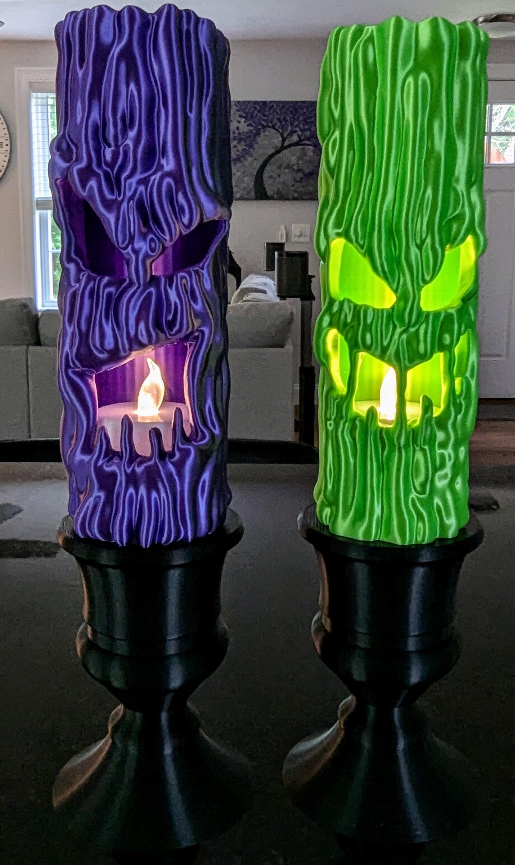 Creepy Candles W/LED Tea Light, Halloween Decor, Spooky Gift, 3D Printed