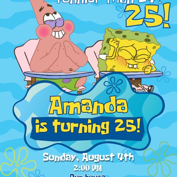 Editable Spongebob Birthday Invitation Template | Printable Sponge Bob Invite | Party ...
