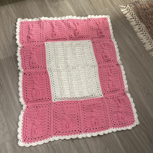 CROCHET PATTERN Bunny Cable Blanket - PDF Download - Etsy