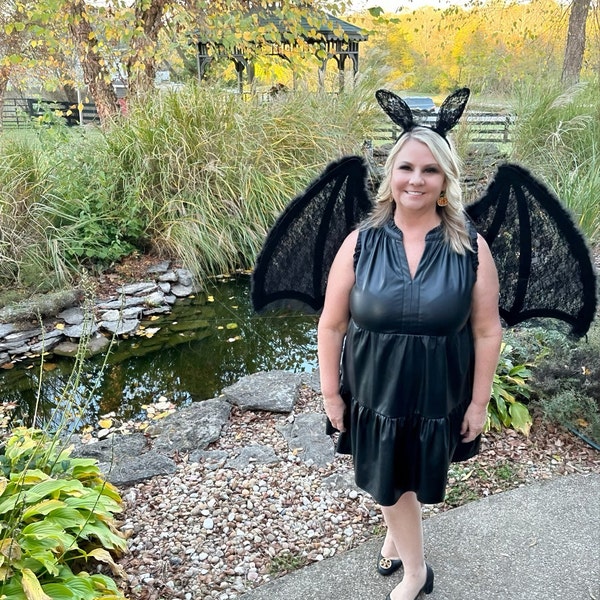 Large Black Bat Wings With Headband Costume Set, for Adults, Teens ...