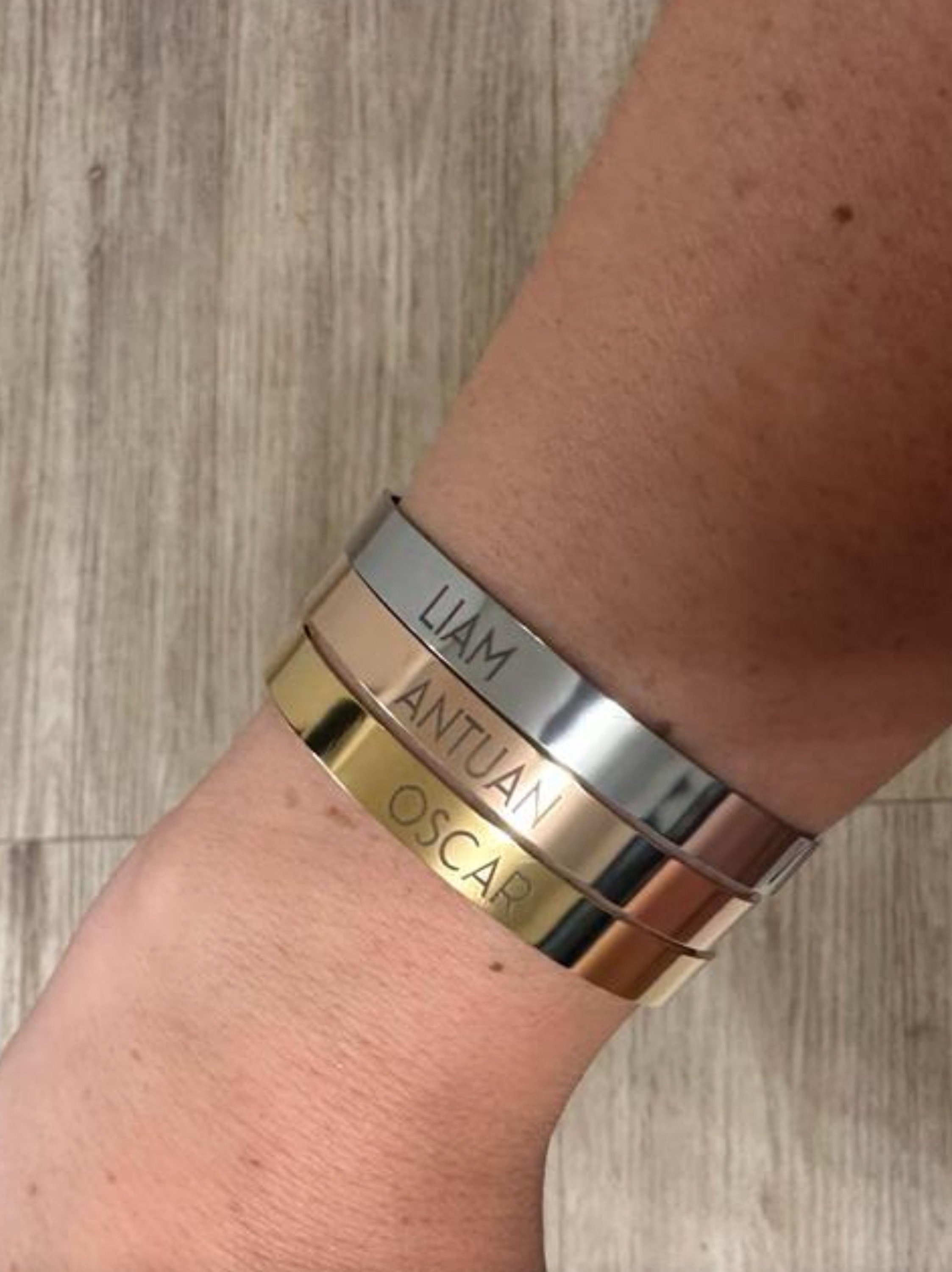 Personalized Cuff Bracelet for Women Custom Inspiration Engraved Bracelet Bridesmaids Gift For Her Gold Bangle Bracelet Wedding Jewelry