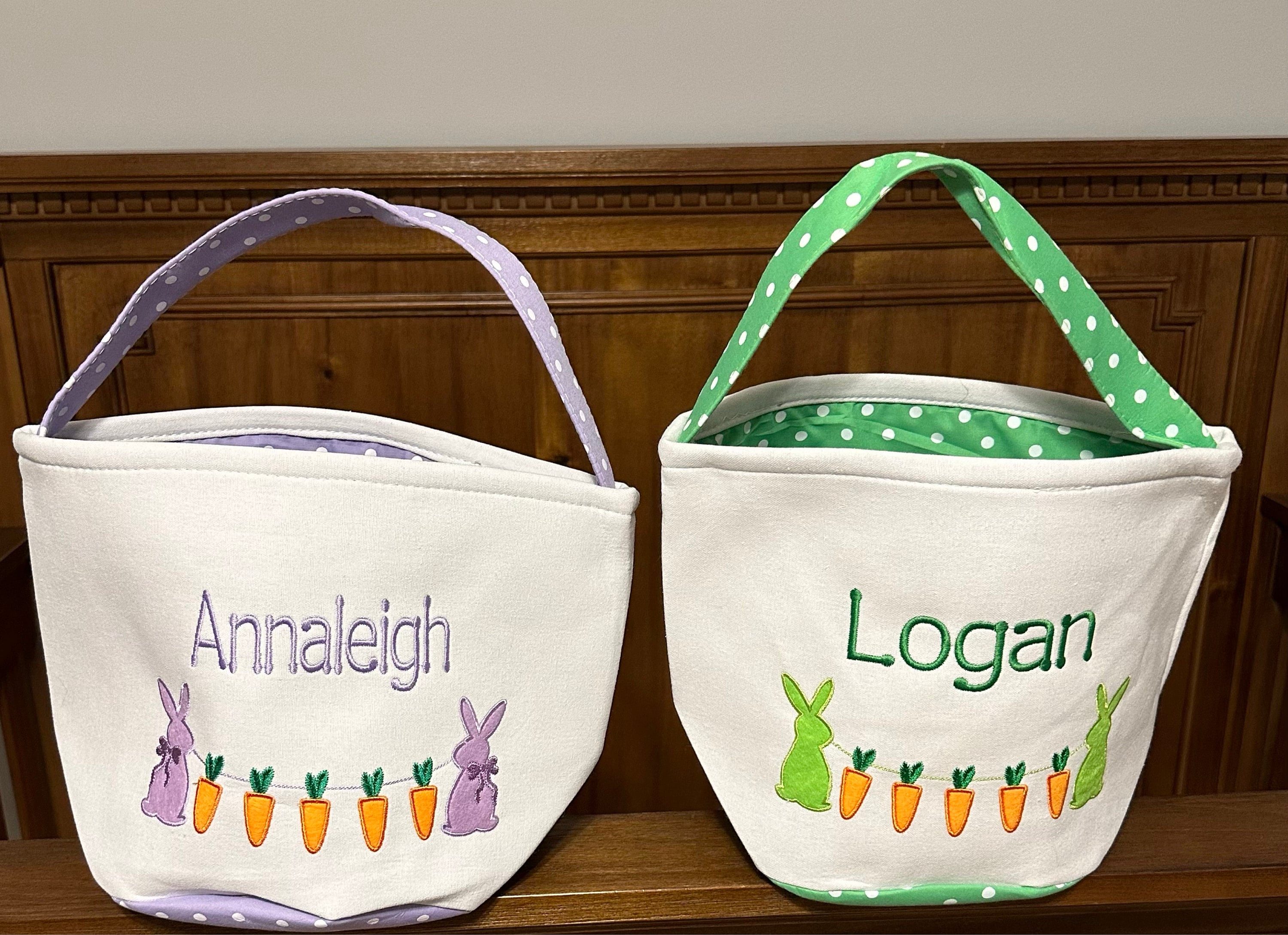 Easter basket, Personalized Easter Basket, monogram easter basket, girls basket, boys basket, girls easter basket, embroidered, rabbit