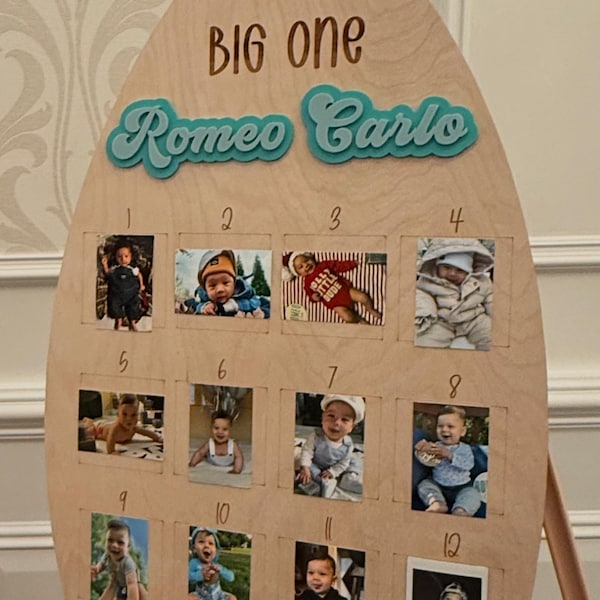 First Birthday Photo Board, Surfboard 1-12 Month Milestone Board, the ...