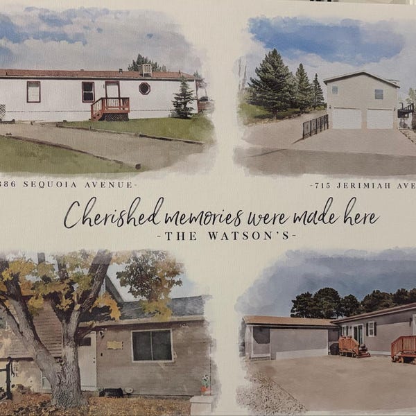 Multiple House Watercolor Portrait – Custom Family Home Canvas Print - Etsy