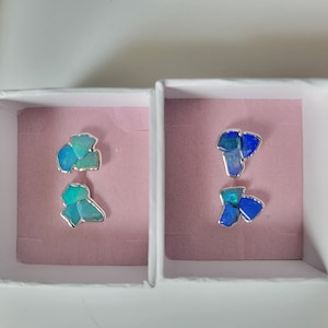 Customer photo from peasoupattack, Raw Australian Opal Cluster Stud Earrings