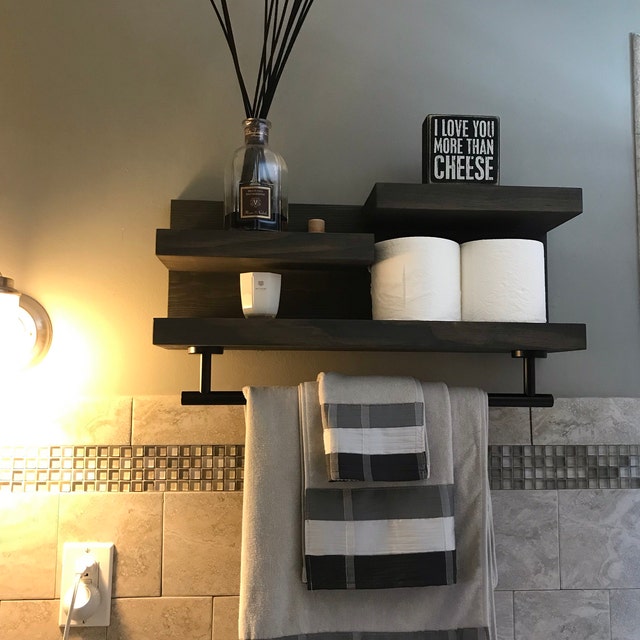 28 Bathroom Shelf Organizer with Modern Towel Bar - Modern Farmhouse –  KBNDecor