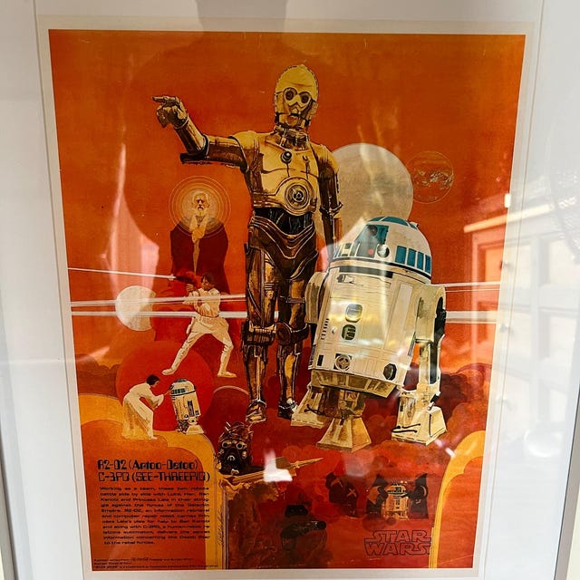 Vintage 1970's Star Wars R2-D2 C-3PO Movie Poster A3/A2/A1 Print