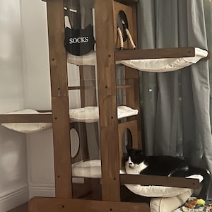 WLO® Empire Modern Cat Tree, Premium Wooden Cat Tree with Free Customization, Multiple Colors & Easy to Clean Super Soft Cushions
