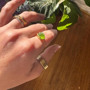 Customer photo from Paula, Raw Peridot Ring in Yellow Gold