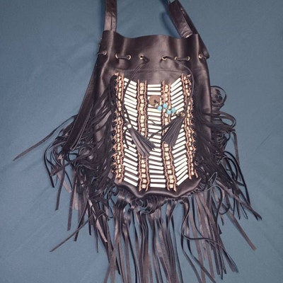 ON SALE Indian Inspired Leather Bag, Brown Leather Bag,fringed Leather ...