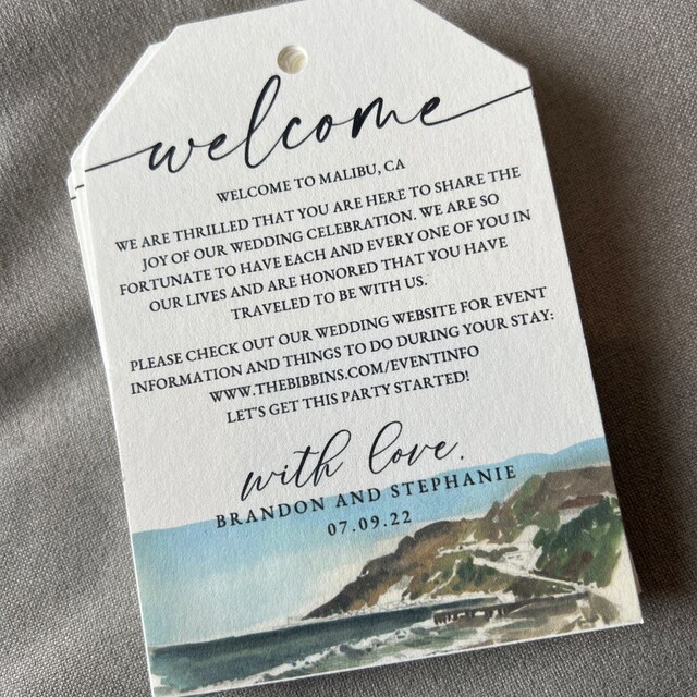 24 ct Hotel Welcome Bag Tags, Welcome Wedding Tags, Destination Wedding  Tags (EC-369-BL)