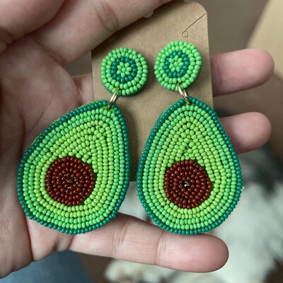 Avocado Dangle Earrings For Women - Cute Fruit Pendant Fashion Statement Earrings