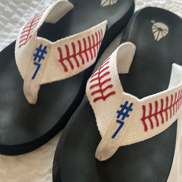 Personalized Baseball Flip Flops, Custom Sandals With Stitches ...