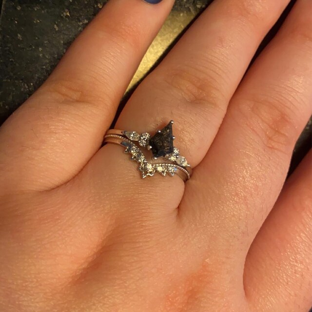 Vintage Black Rutilated Quartz Engagement Ring 14k Rose Gold