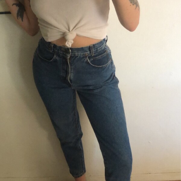 High Waist Blue Acid Wash Mom Jeans by Bill Blass main image 0