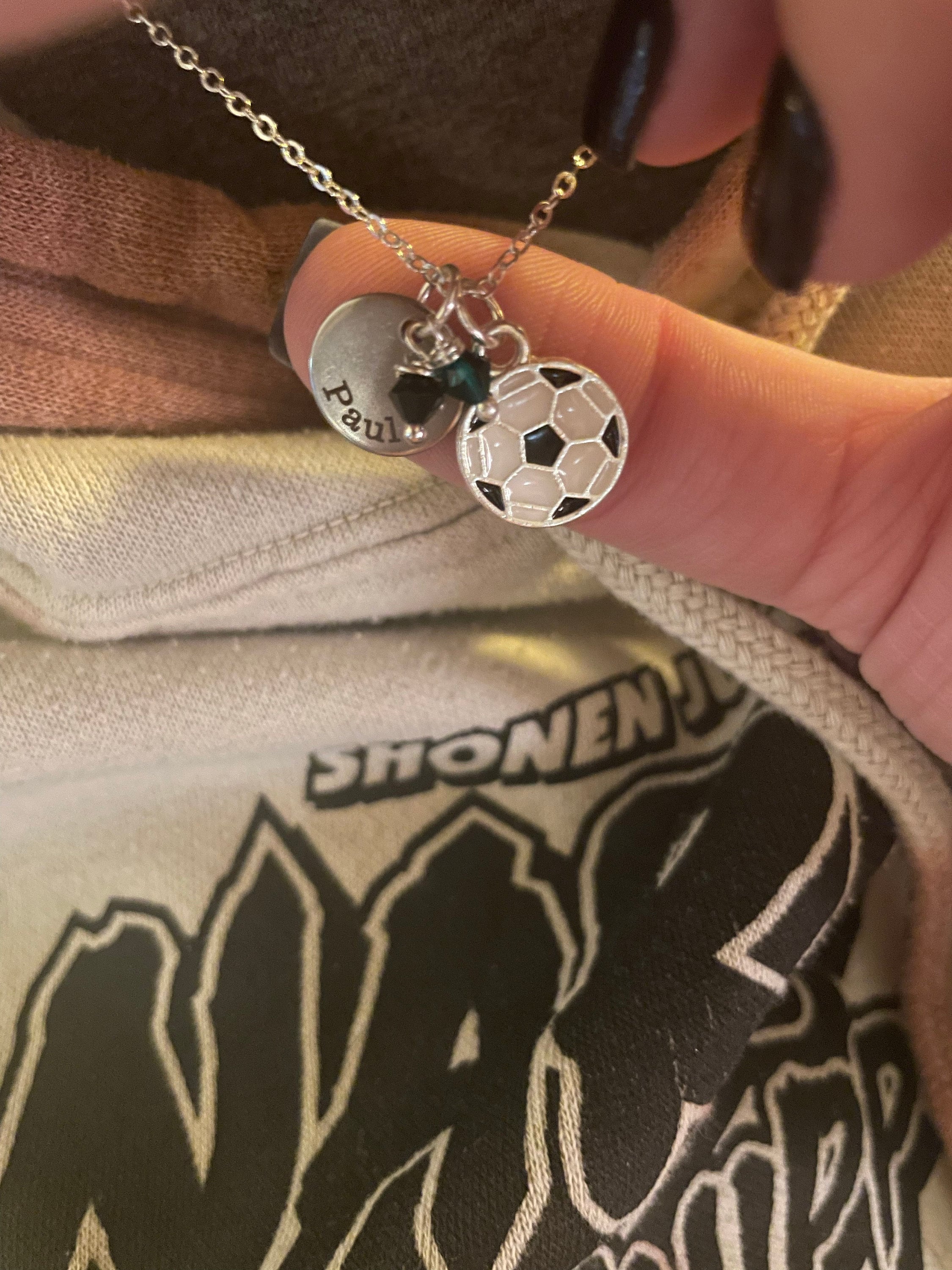 Soccer Necklace • Soccer Team Gift • Coach Gift • Personalized Sports Ball • Tots High School Colors Charm • Varsity Soccer Player Gift