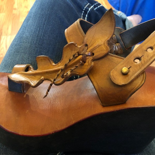 Handmade Brown Leather Platform Sandals, Brown Leather Sandals, Womens ...