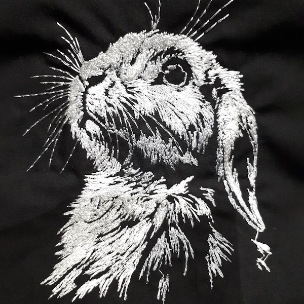 Adorable Lop Rabbit Embroidery Design, Realistic White Bunny Digital ...