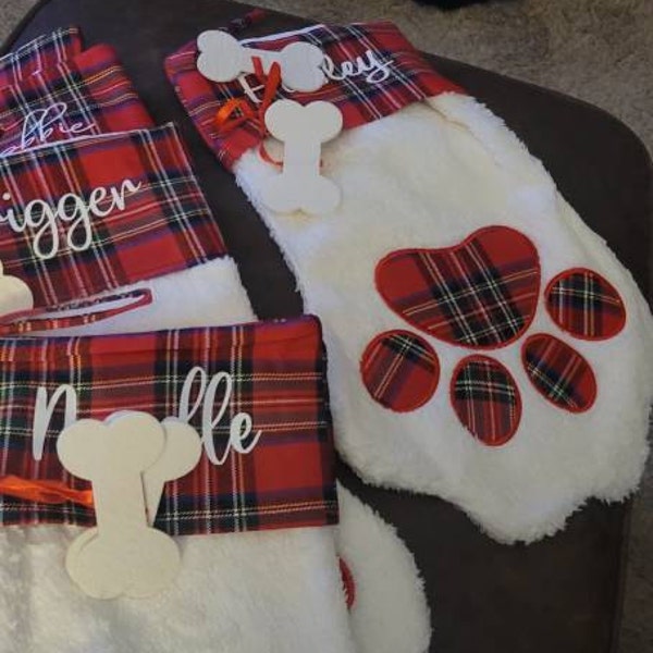 Tabby Orange Cat Personalized Christmas Stocking, Ginger Cat Owner Lover Pet Holiday Gift Animal Home Decor 16x10" Linen Plaid Custom Name