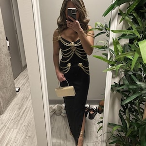 Black Formal Prom Party Dress With Gold Chain - Etsy Canada