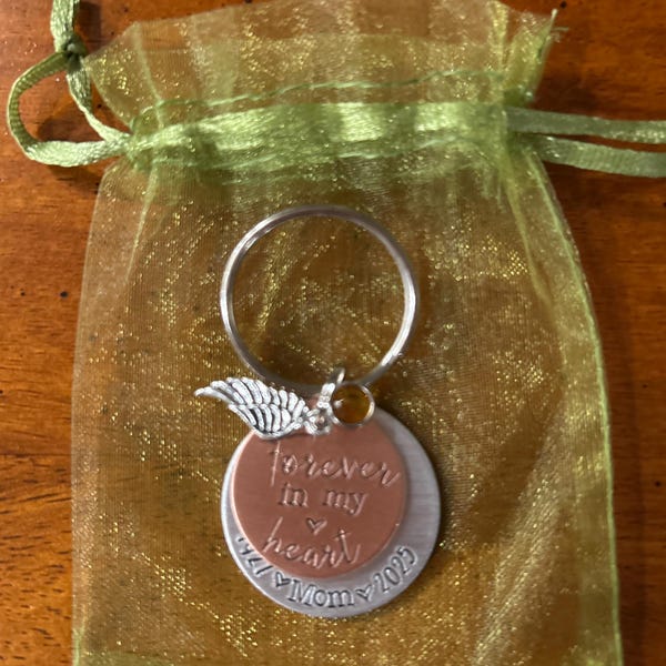 Personalized Hand Stamped Mother Memorial Keychain. Loss of Parent Gift ...