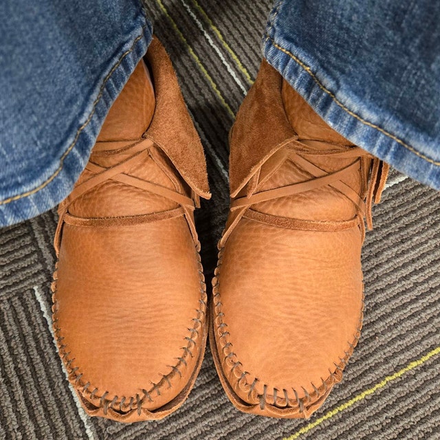 Custom Leather Moccasins, Bullhide, Tobacco Brown Color Custom Leather Moccasins, Bullhide, Tobacco Brown Color
