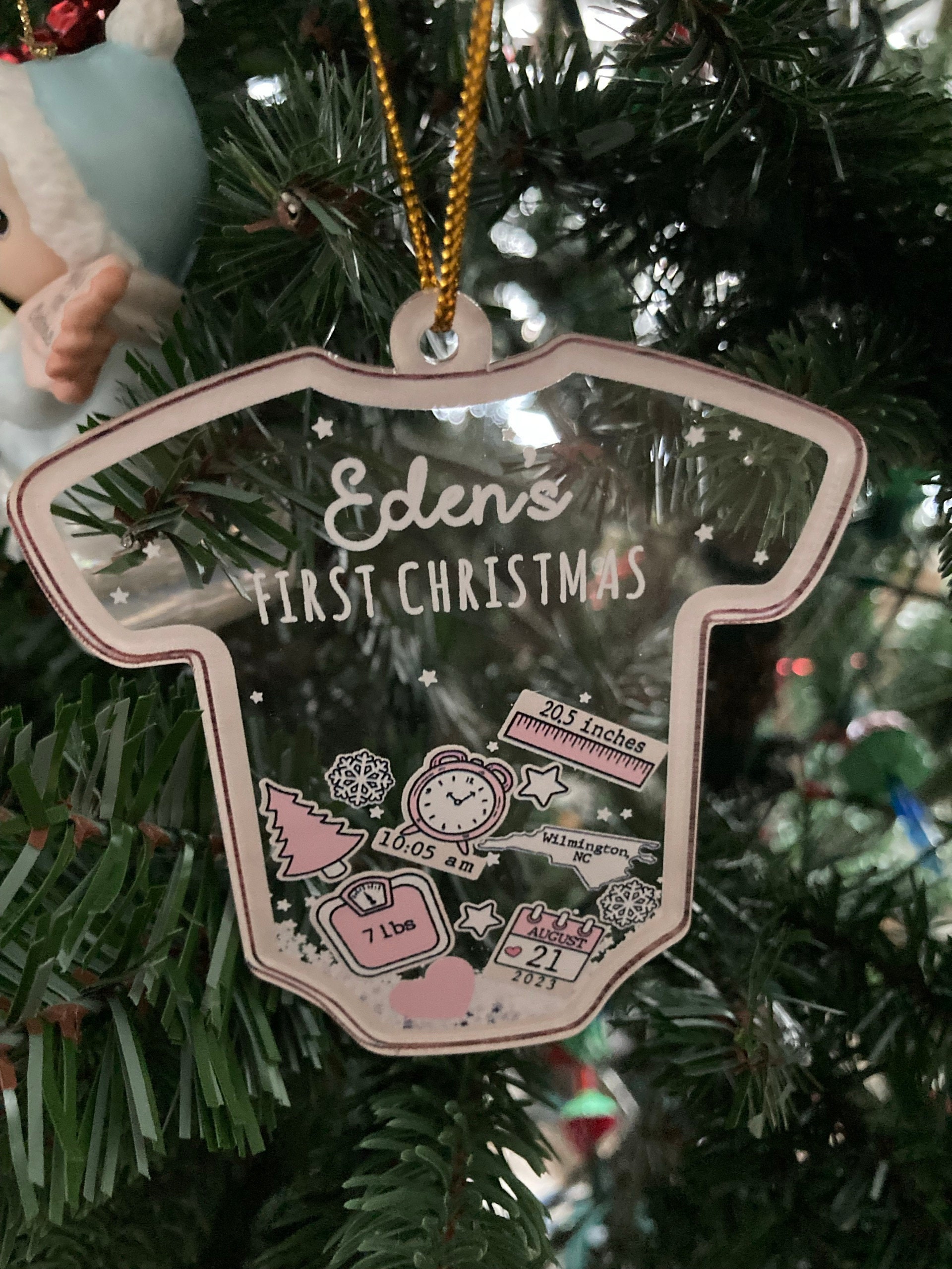 Baby&#39;s First Christmas Ornament 2024, Baby 1st Christmas Ornament, Christmas New Baby Keepsake, 4D Shake Babies Ornament, New Baby Gift