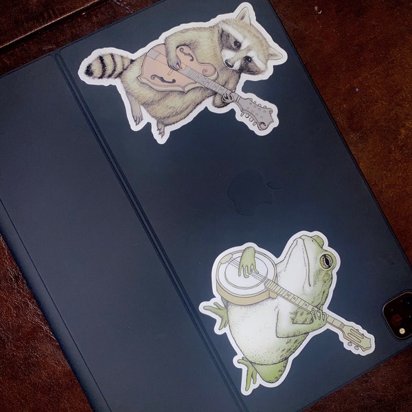 Bluegrass Vinyl Sticker - Raccoon Bumper Sticker - Waterproof Water ...