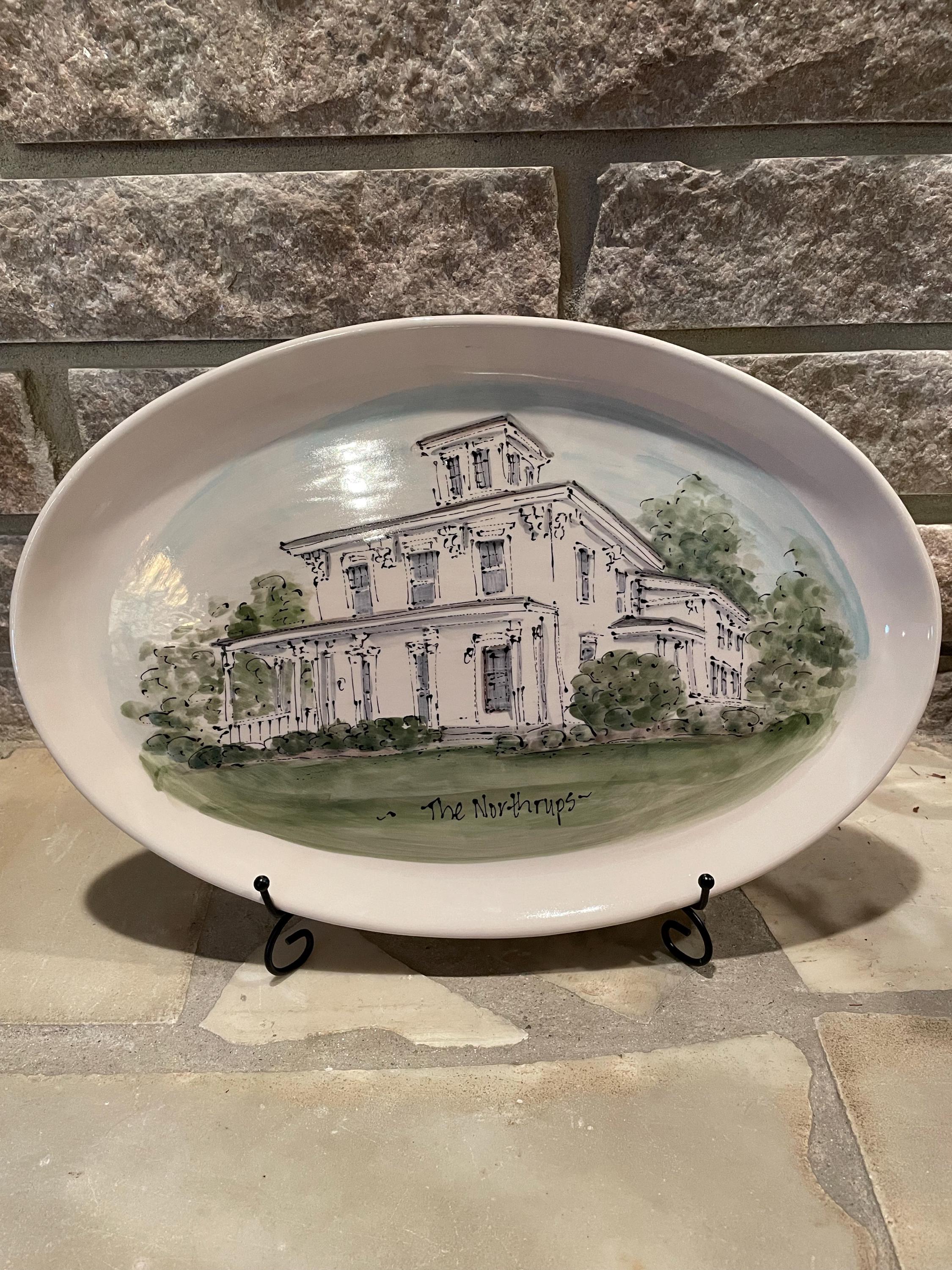 Personalized platter/Housewarming Gift/Handmade pottery/Serving/Heirloom/Wedding/Mother Father/Realtor/New Home/9th Anniversary/Husband Wife