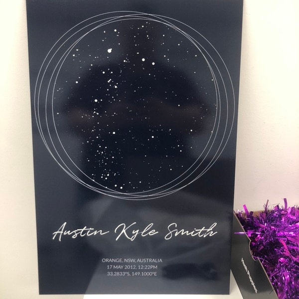 Custom Digital Star Map With Moon Phase, 20x16in, Great Personalized ...