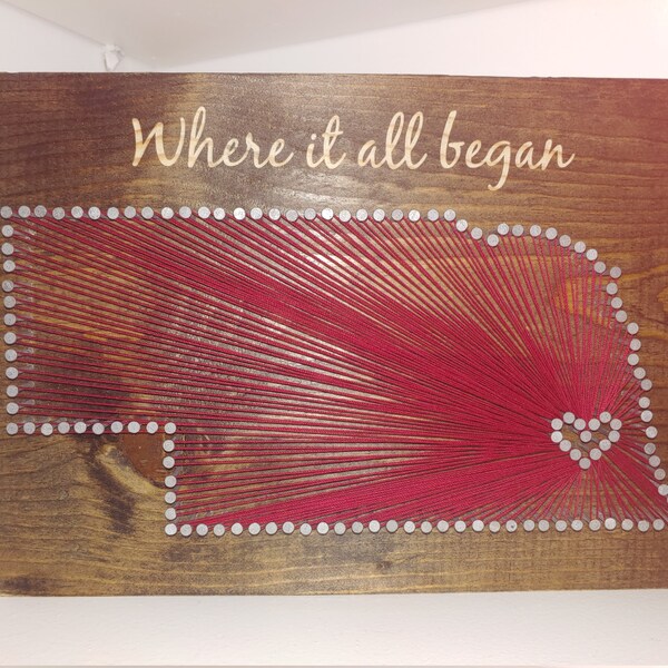 Custom Nebraska String Art, Personalized Rustic Wood State Map - Etsy