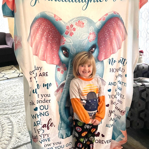 elephant printed flannel blanket granddaughter grandma - {region_name