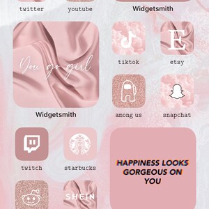 pic Pink Aesthetic App Logos ios 14 app icons pink glitter cute aesthetic pink pastel widgets with quotes social media logos customize iphone home screen
