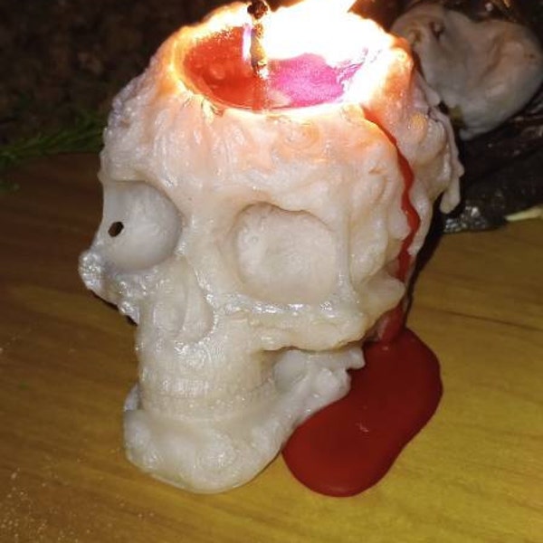 Bleeding Skull Candle Etsy