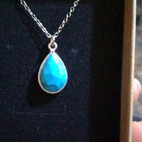 Sterling and Turquoise Vicky Hicks Drop Pendant Necklace main image 1