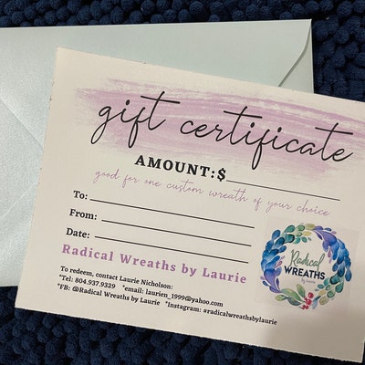 Custom Gift Certificate Template Editable Printable DIY Gift - Etsy