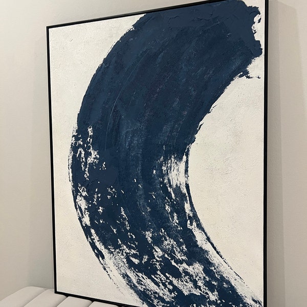 Blue White Textured Abstract Oil Painting on Canvas,textured Wall Art ...