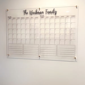 Large Acrylic Calendar Dry Erase Board With Side Notes - Etsy