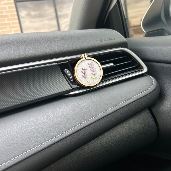 Embroidered Car Diffuser Vent Clip, Essential Oil, Lavender Embroidery ...