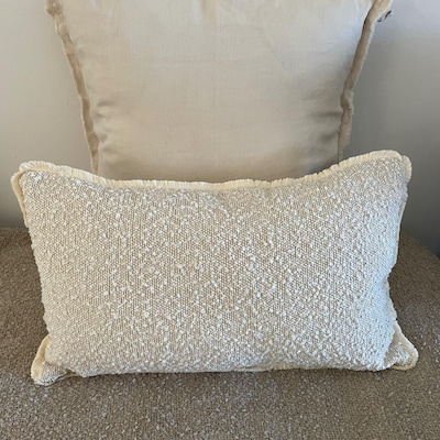 Hallie Natural Beige Stripe Ruffle Cushion 50x30 - Etsy