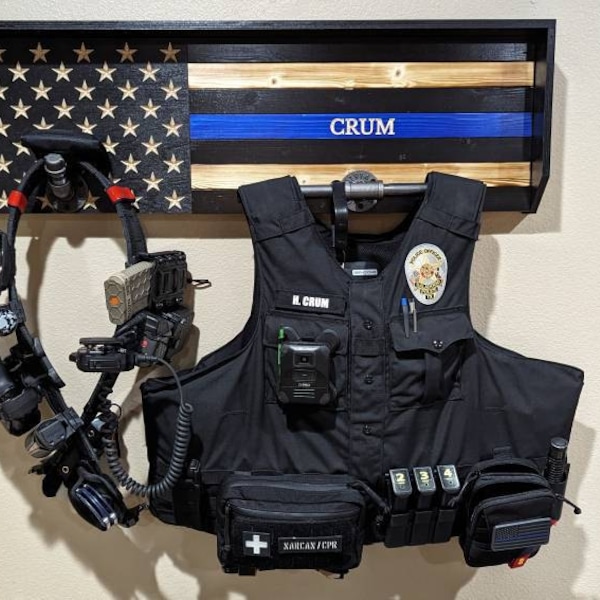 Thin Blue Line - Police Gear Rack - Graduation Gift - Police Duty Gear ...