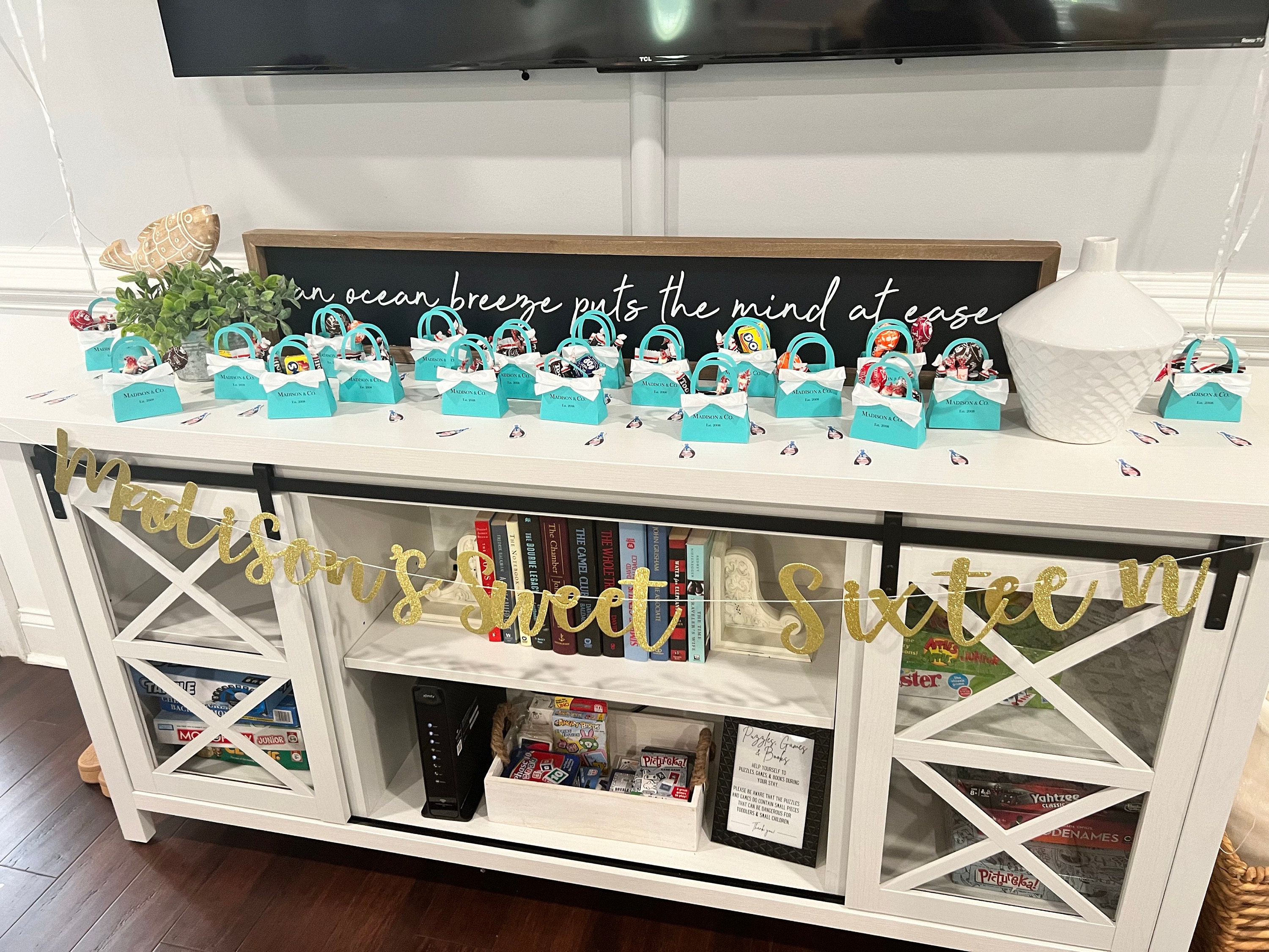 Personalisierte Mini-Geldbörse, Rotkehlchen-Ei-Farbe mit weißer Schleife. Babypartys, Brautpartys, Verlobungen, Sweet 16, Hochzeitssüßigkeiten, 10er-Set