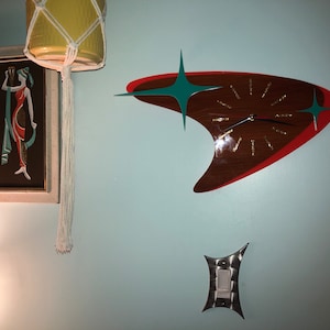 Mid Century Modern atomic Boomerang Wall Clock Handcrafted Retro Decor ...