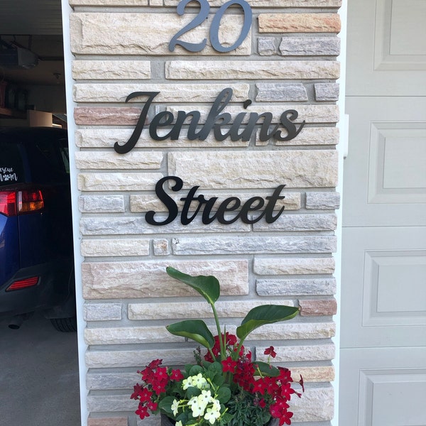 Glossy Black House Address Number Sign | Modern Address | Cursive ...