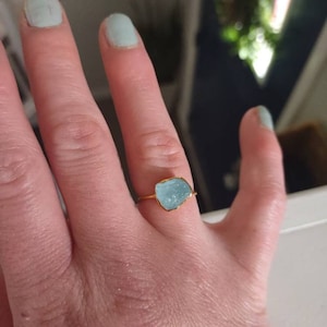 Customer photo from Cathy, New Raw Aquamarine Ring