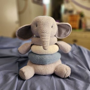 Baby Elephant Crochet Pattern, Crochet Stacker Baby Toy, PDF ...