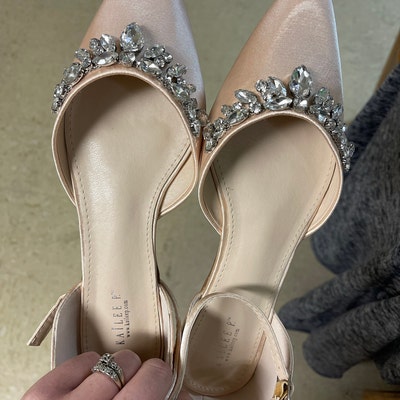 Champagne Pointy Toe Flats With Sparkly TEARDROP RHINESTONES, Fall ...