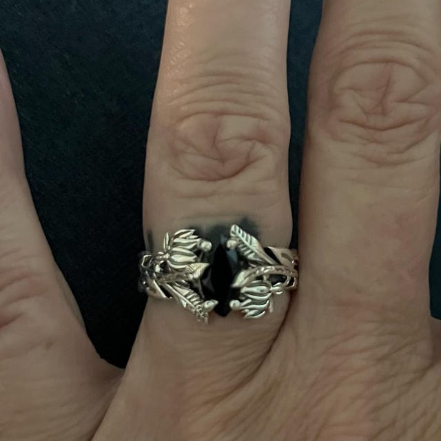 シルバーリーフ ブラックオニキス ハンドメイド 自然モチーフ