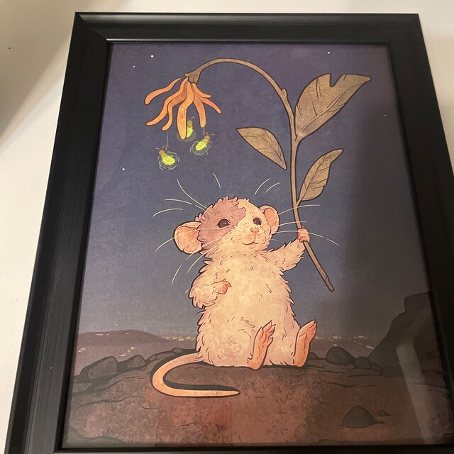 夜のネズミのアートプリント - Etsy 日本