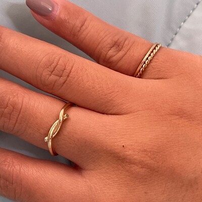 Solid Gold Braided Rope Ring Dainty Twist Ring 1.2mm Twisted - Etsy